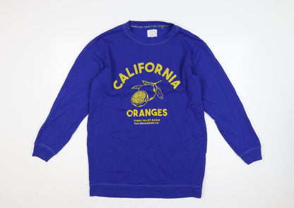 Next Women Blue UK 6 California Oranges Graphic Print Crew Sweatshirt