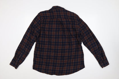 Next Signature Men’s Blue Brown Plaid Cotton Flannel Button-Down Shirt XL