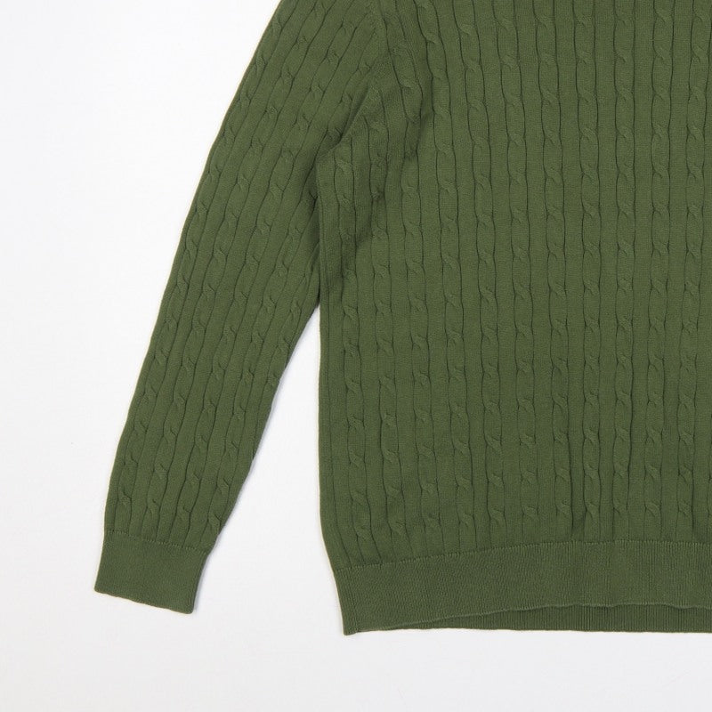 Racing Green Men’s Green L Cable-Knit Crew Neck Pullover Jumper