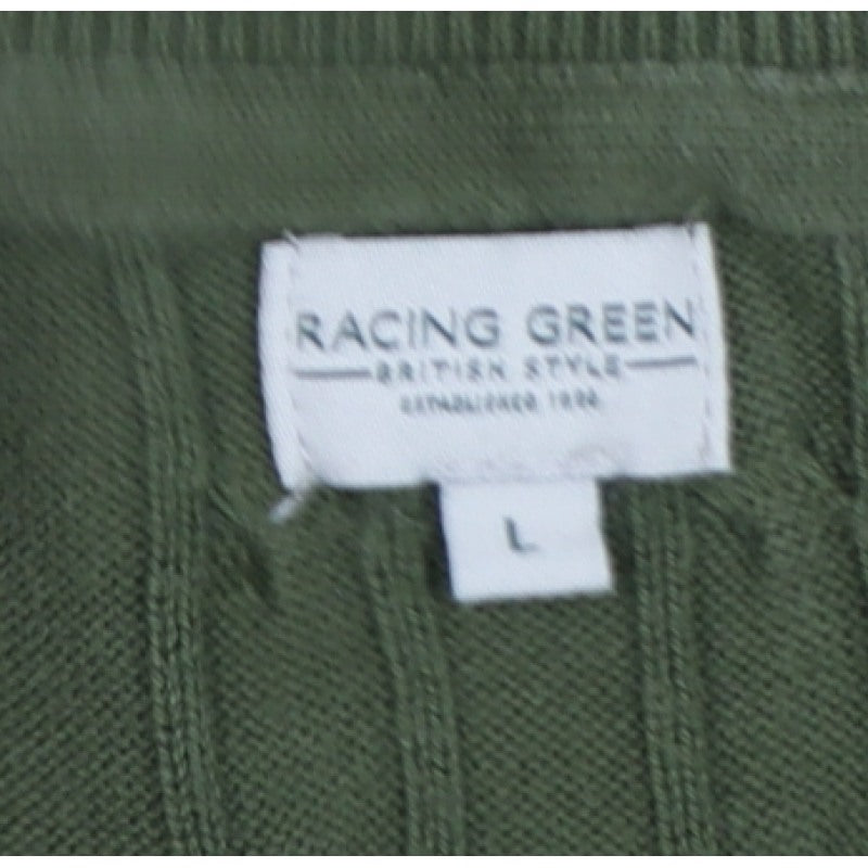 Racing Green Men’s Green L Cable-Knit Crew Neck Pullover Jumper
