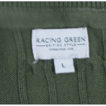 Racing Green Men’s Green L Cable-Knit Crew Neck Pullover Jumper