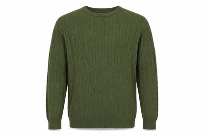 Racing Green Men’s Green L Cable-Knit Crew Neck Pullover Jumper