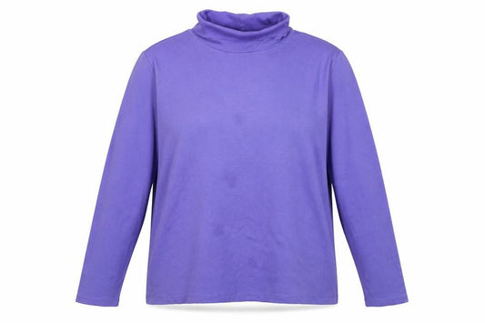 Lands' End Women Purple UK 24/26 Basic Roll Neck Cotton Top