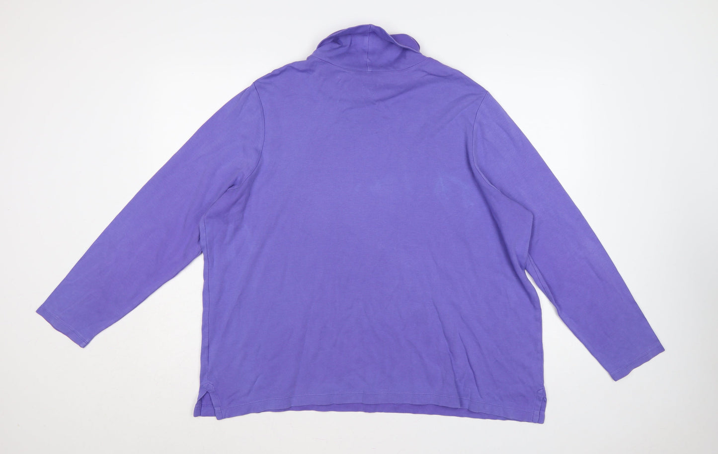 Lands' End Women Purple UK 24/26 Basic Roll Neck Cotton Top