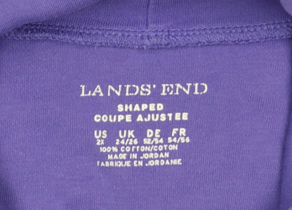 Lands' End Women Purple UK 24/26 Basic Roll Neck Cotton Top