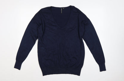 Capsule Women Blue UK 12 V-Neck Lightweight Knit Pullover Jumper