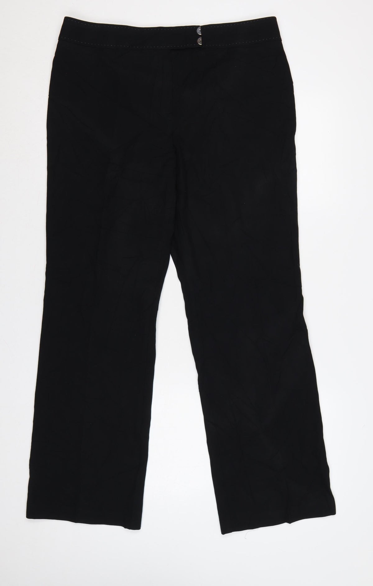 Marks & Spencer Women Black UK 16 Straight Leg Lined Trousers