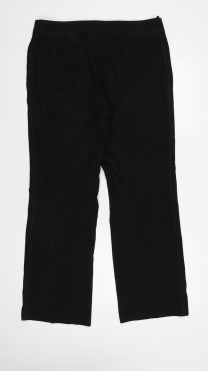 Marks & Spencer Women Black UK 16 Straight Leg Lined Trousers