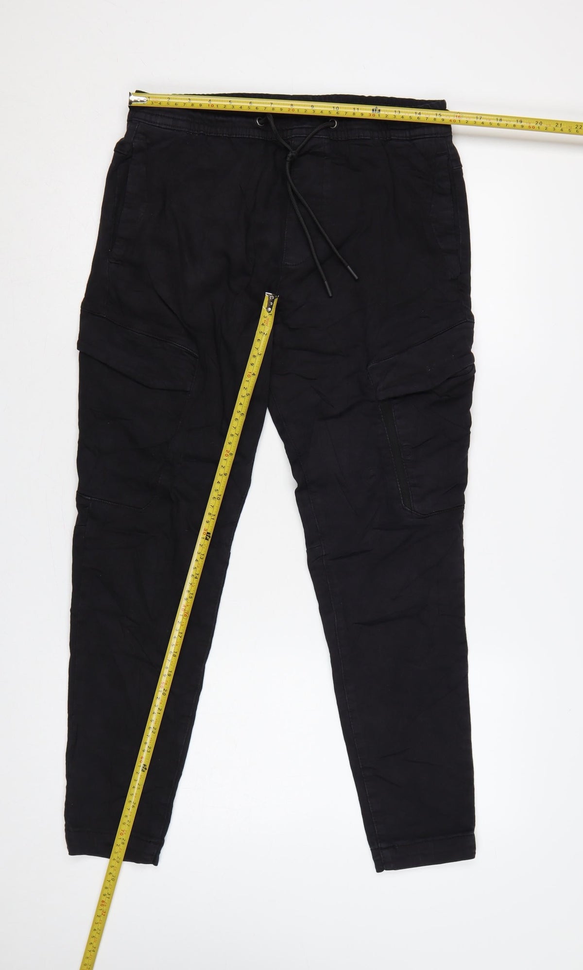 Pull&Bear Men’s Black M Cargo Jogger Trousers Drawstring
