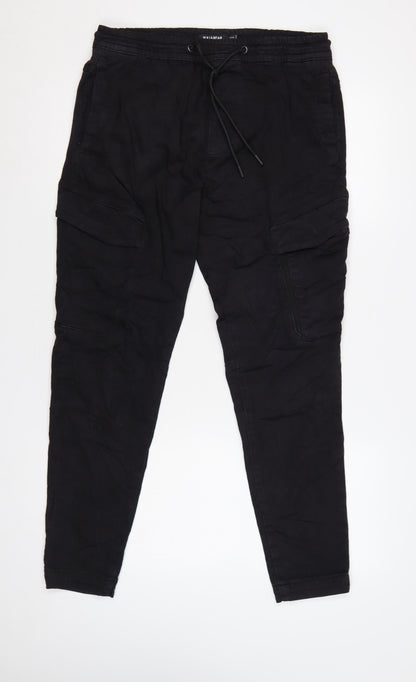 Pull&Bear Men’s Black M Cargo Jogger Trousers Drawstring