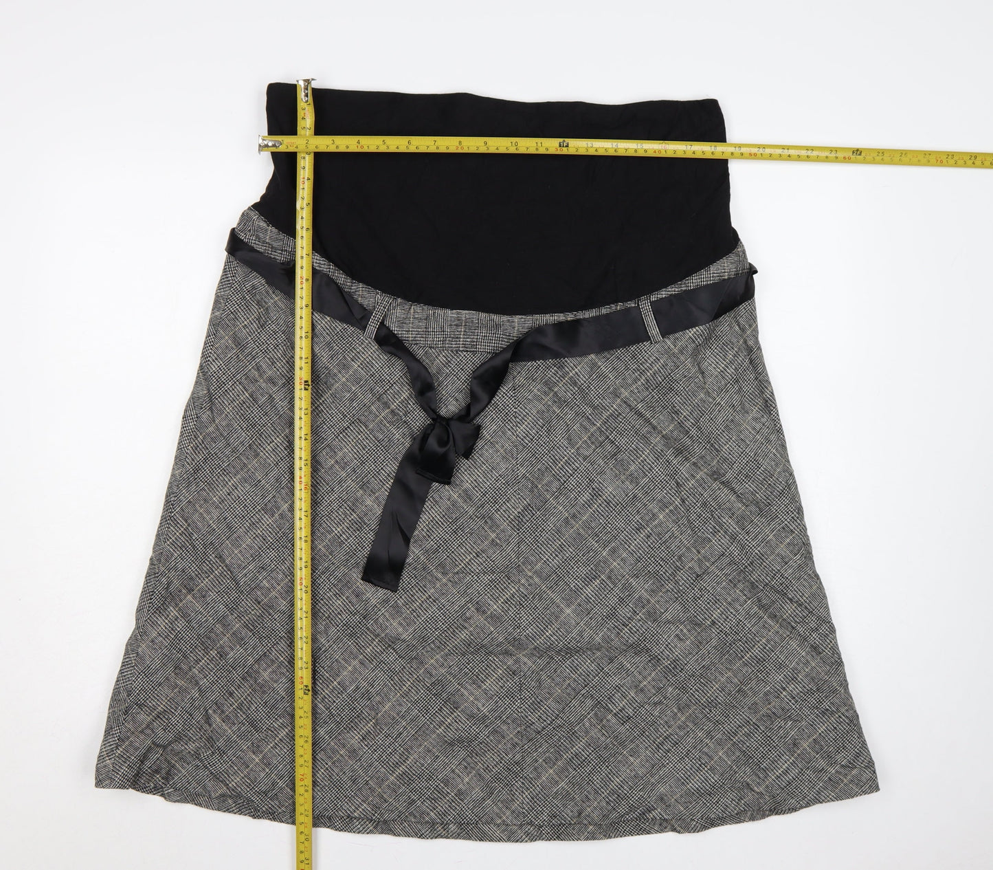 H&M Mama Women’s Grey Check Maternity A-Line Knee Length Skirt UK 16