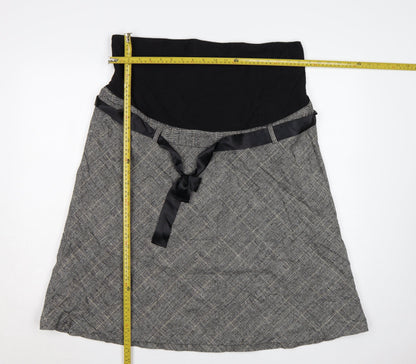 H&M Mama Women’s Grey Check Maternity A-Line Knee Length Skirt UK 16