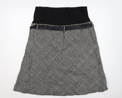 H&M Mama Women’s Grey Check Maternity A-Line Knee Length Skirt UK 16