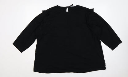 Capsule Women Black Size 26 Ruffle 3/4 Sleeve Jersey Blouse