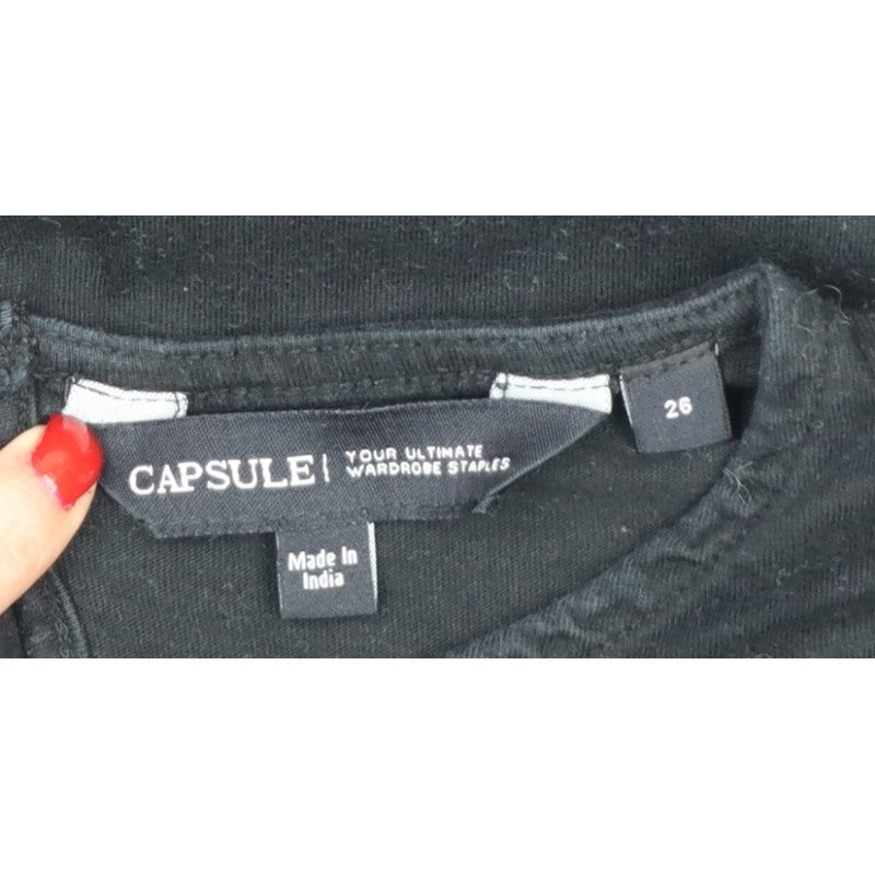 Capsule Women Black Size 26 Ruffle 3/4 Sleeve Jersey Blouse