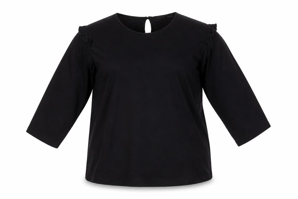 Capsule Women Black Size 26 Ruffle 3/4 Sleeve Jersey Blouse