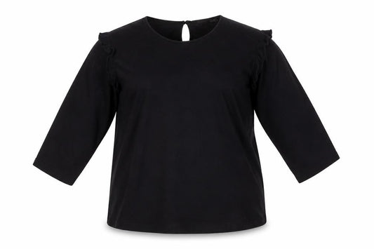 Capsule Women Black Size 26 Ruffle 3/4 Sleeve Jersey Blouse