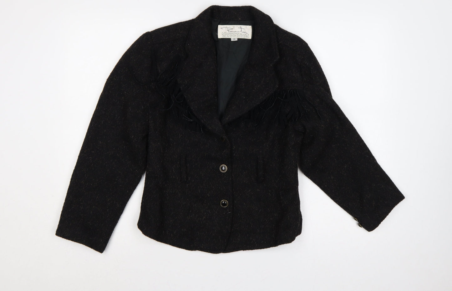 Koustom Women’s Black M Wool Blend Textured Single-Breasted Jacket