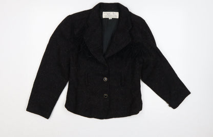 Koustom Women’s Black M Wool Blend Textured Single-Breasted Jacket