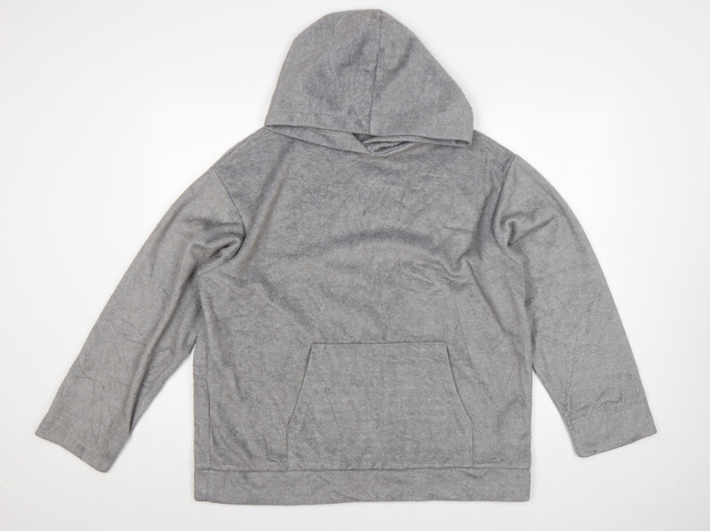 Zara Trafaluc Women Grey M Velour Hooded Pullover Hoodie
