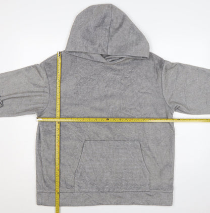 Zara Trafaluc Women Grey M Velour Hooded Pullover Hoodie