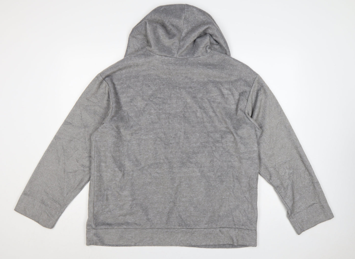 Zara Trafaluc Women Grey M Velour Hooded Pullover Hoodie