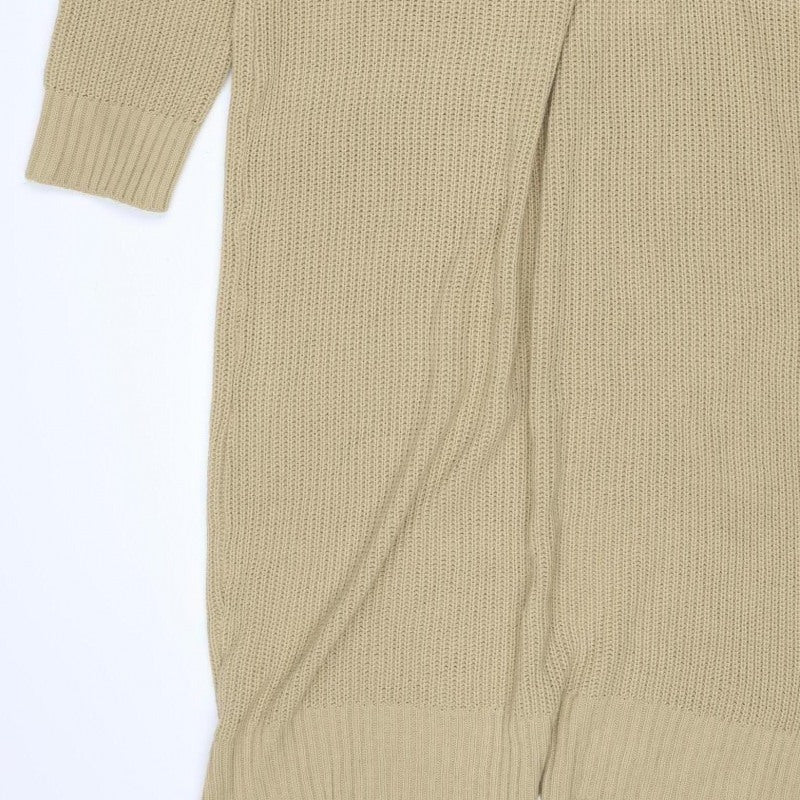 Boohoo Women Beige UK 24 Knit Long Sleeve Pullover Jumper