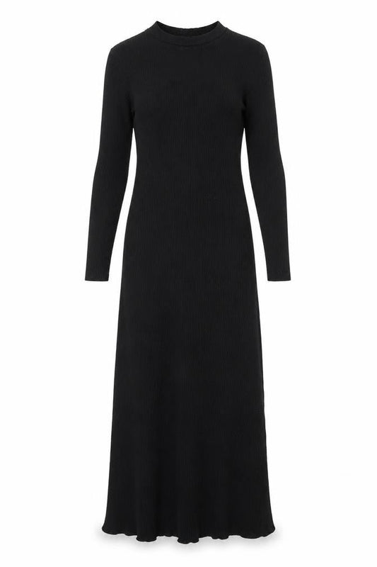 ASOS Women Black UK 10 Ribbed Knit Maxi Jumper Dress High Neck