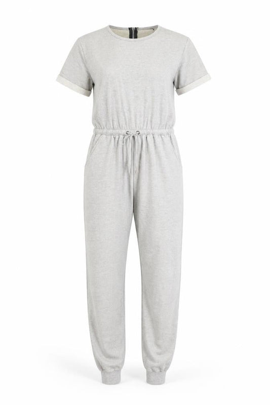 PrettyLittleThing Women Grey UK 8 Short Sleeve Zip Jogger Jumpsuit