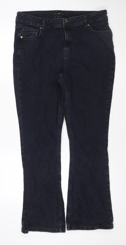 F&F Women’s Black Straight Leg Stretch Jeans UK 18 W35 Dark Wash