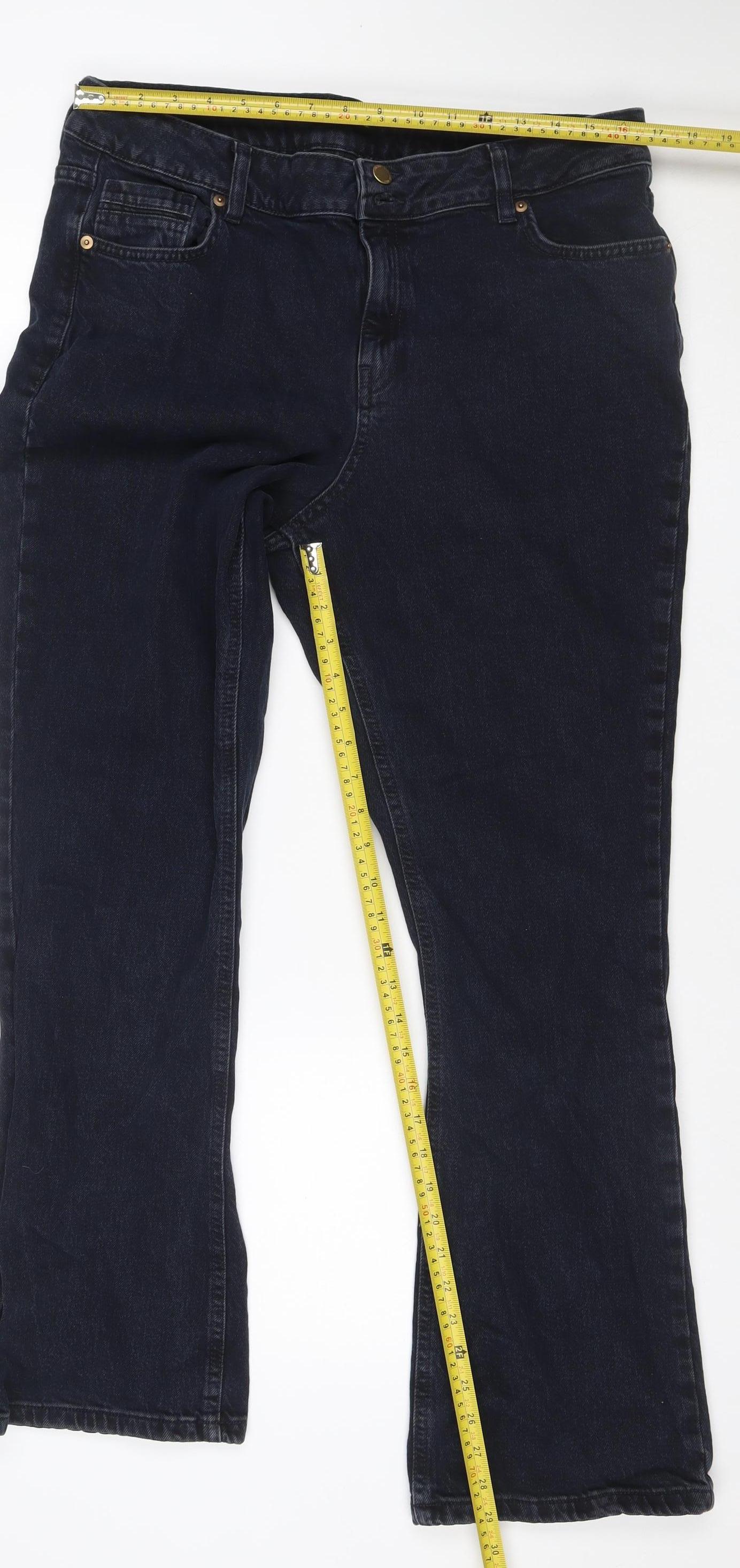 F&F Women’s Black Straight Leg Stretch Jeans UK 18 W35 Dark Wash