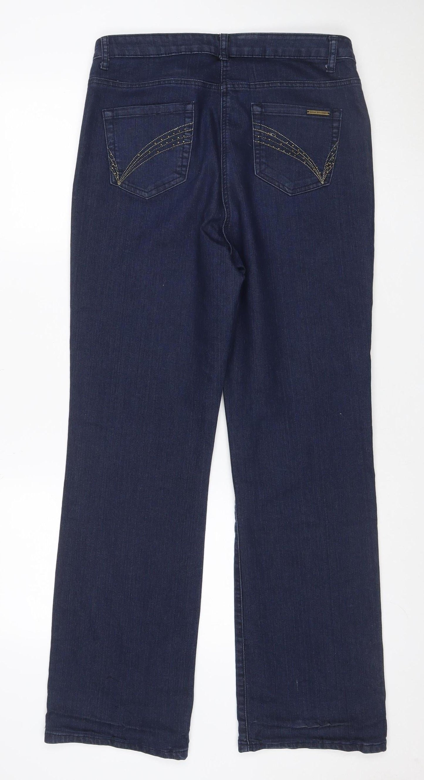 David Emanuel Women’s Blue Bootcut Stretch Jeans UK 14 Dark Wash