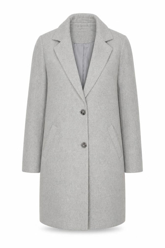New Look Women Grey UK 8 Long Single-Breasted Wool Blend Overcoat