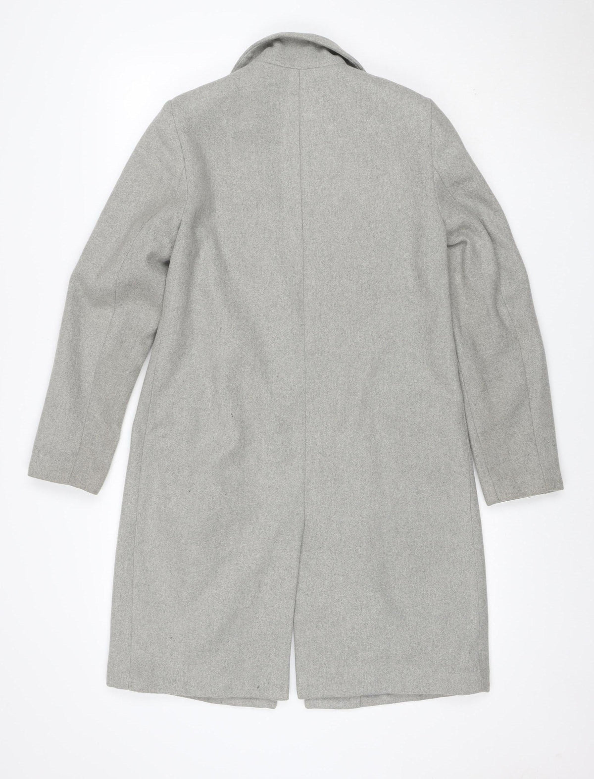 New Look Women Grey UK 8 Long Single-Breasted Wool Blend Overcoat