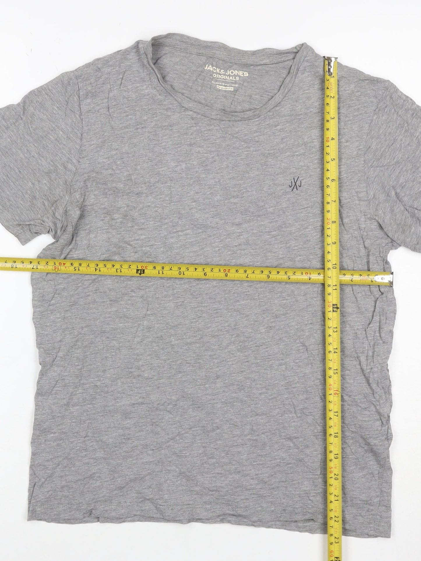 Jack & Jones Men’s Grey XS Crew Neck Logo Jersey T-Shirt