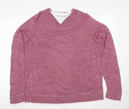 Burton Men Pink 2XL V-Neck Layered Knit Pullover Jumper