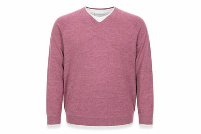 Burton Men Pink 2XL V-Neck Layered Knit Pullover Jumper