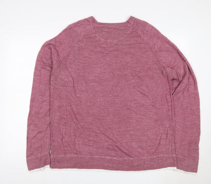 Burton Men Pink 2XL V-Neck Layered Knit Pullover Jumper
