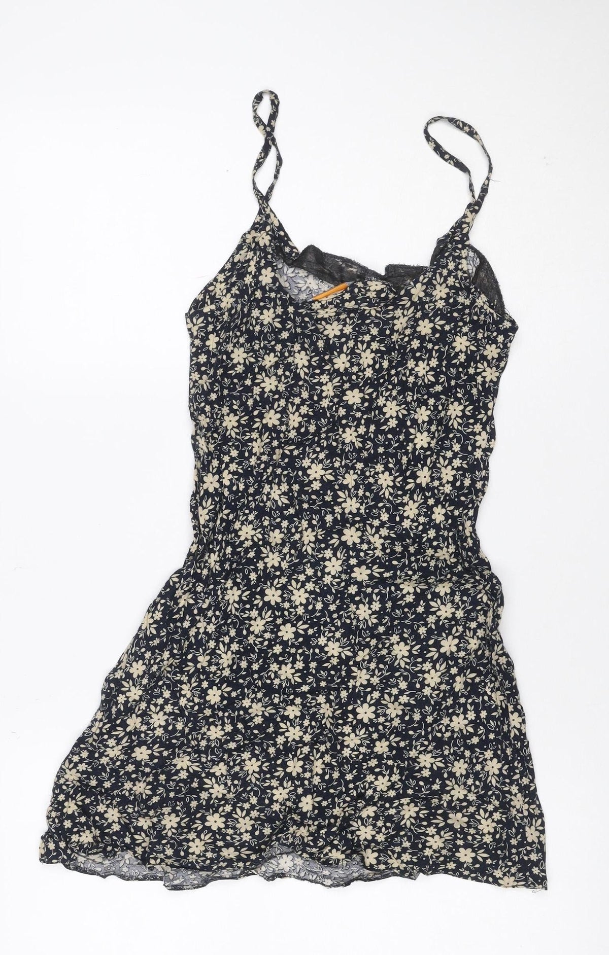 Urban Outfitters Women Black Floral Lace Strappy Slip Dress S Petite