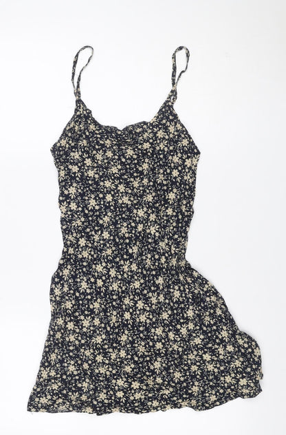 Urban Outfitters Women Black Floral Lace Strappy Slip Dress S Petite