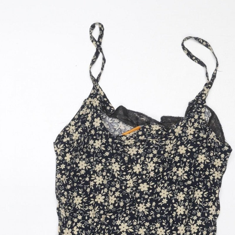 Urban Outfitters Women Black Floral Lace Strappy Slip Dress S Petite