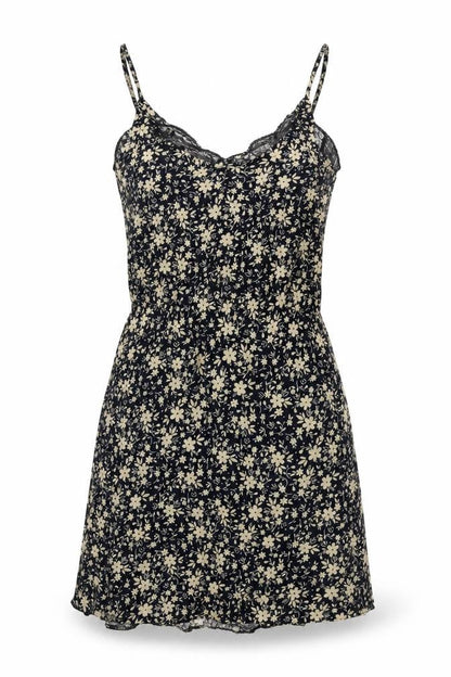 Urban Outfitters Women Black Floral Lace Strappy Slip Dress S Petite