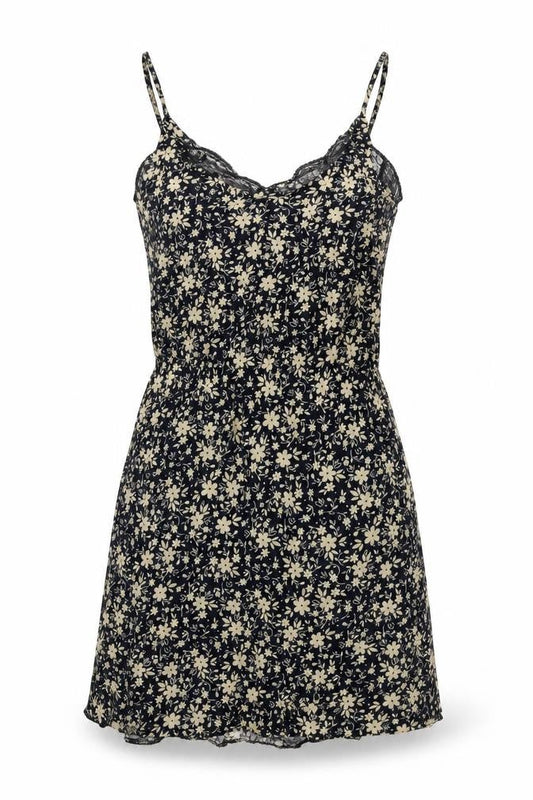Urban Outfitters Women Black Floral Lace Strappy Slip Dress S Petite