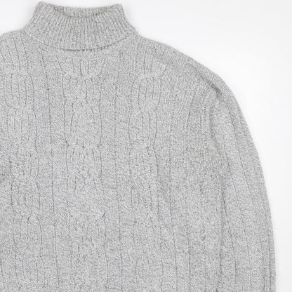 Bexley Women Grey M Cable Knit Roll Neck Chunky Pullover Jumper