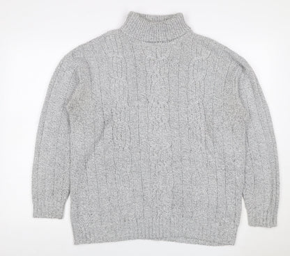 Bexley Women Grey M Cable Knit Roll Neck Chunky Pullover Jumper