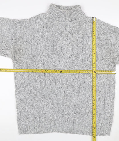 Bexley Women Grey M Cable Knit Roll Neck Chunky Pullover Jumper