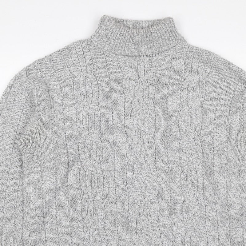 Bexley Women Grey M Cable Knit Roll Neck Chunky Pullover Jumper