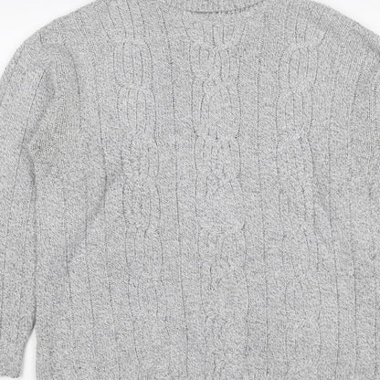 Bexley Women Grey M Cable Knit Roll Neck Chunky Pullover Jumper