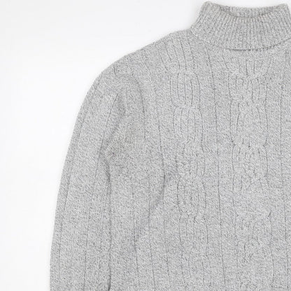 Bexley Women Grey M Cable Knit Roll Neck Chunky Pullover Jumper