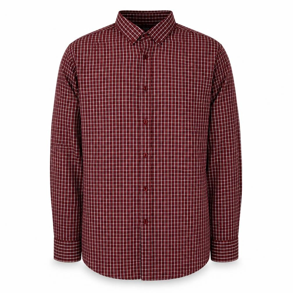 Dunnes Men Red Check Slim Fit Button-Down Shirt Size M